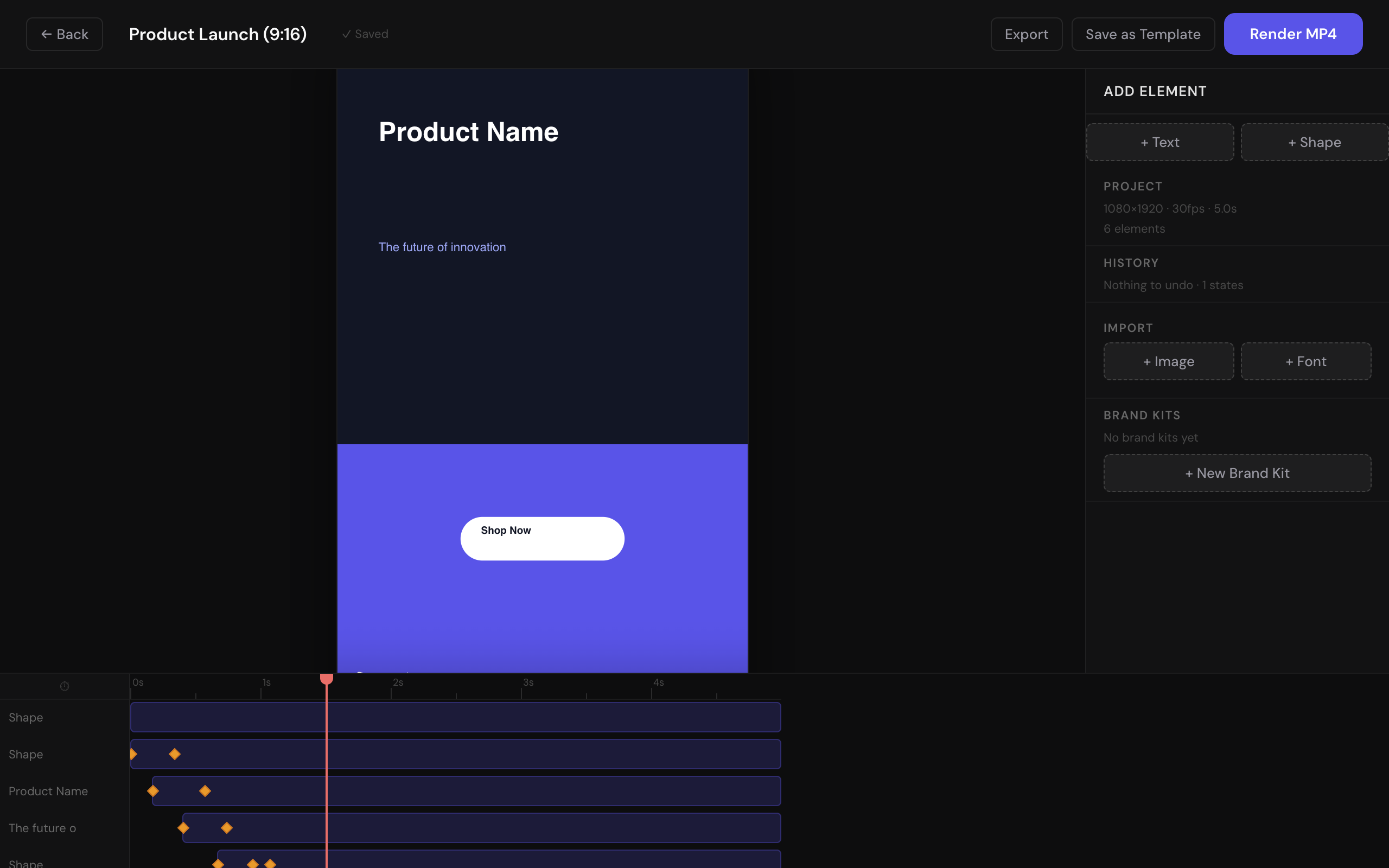 Motion Design Ads editor